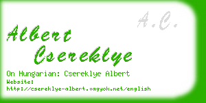 albert csereklye business card